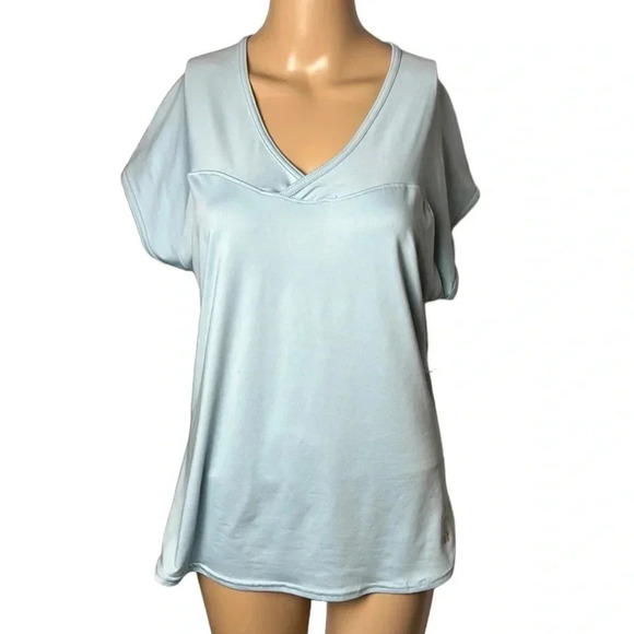 Y2K, Vtg, NWT , ELLE  T shirt women L.,cap sleeve,gym, Athleisure,fitted,long - Picture 2 of 9